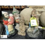 Group of 4 reconstituted stone Gnomes