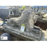 Reconstituted stone Reclining Lion, approx. 29in long x 16in high