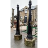 Pair of cast iron Lamp Posts on hexagon Yorkshire