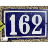 Antique French enamel House Number "162"