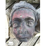 18th Century carved Yorkshire stone Head of a King, approx. 11in high