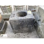 Square Yorkshire stone rustic Garden Planter, approx. 40in high x 18in diameter