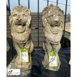 Pair of reconstituted stone Lions, approx. 20in high