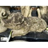 Reconstituted reclining stone Pig, approx. 22in long