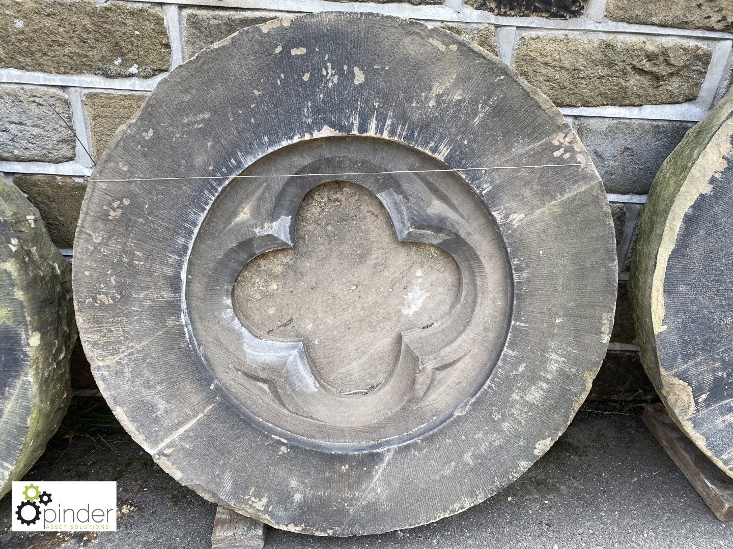 Yorkshire stone Quatrefoil Wall Plaque, approx. 36in diameter