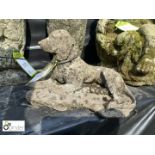 Reconstituted stone Seated Retriever Dog, approx. 12in long