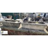 Pair of oblong reconstituted stone Planters, approx. 10in wide x 26in long