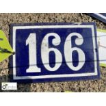 Antique French enamel House Number "166"