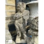 Reconstituted stone Putti playing a violin, approx. 24in high