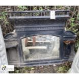 Original Victorian cast iron decorative over mantle Mirror, approx. 37in high x 53in wide