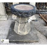 3- piece Yorkshire stone Bird Bath with Celtic band, approx. 22in high x 22in diameter