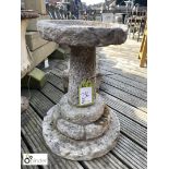 Hand carved Portland stone rustic tiered Bird Bath, approx. 21in high x 16in Diameter