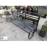 Wrought iron blacksmith made regency Garden Seat, approx. 33in high x 6ft long