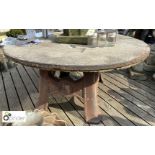 Granite millstone Table Top on a cast iron machine base made by Blackstone & Co Staffordshire