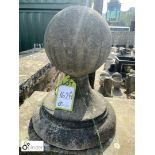 Reconstituted stone Ball Finial on a round base, approx. 17in high