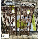 Pair of cast iron Decorative Screen Panels depicting wheat sheaf’s and grapevines, approx. 16in wide