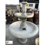 Reconstituted stone 2 tier Garden Fountain, approx. 50in high x 36in diameter