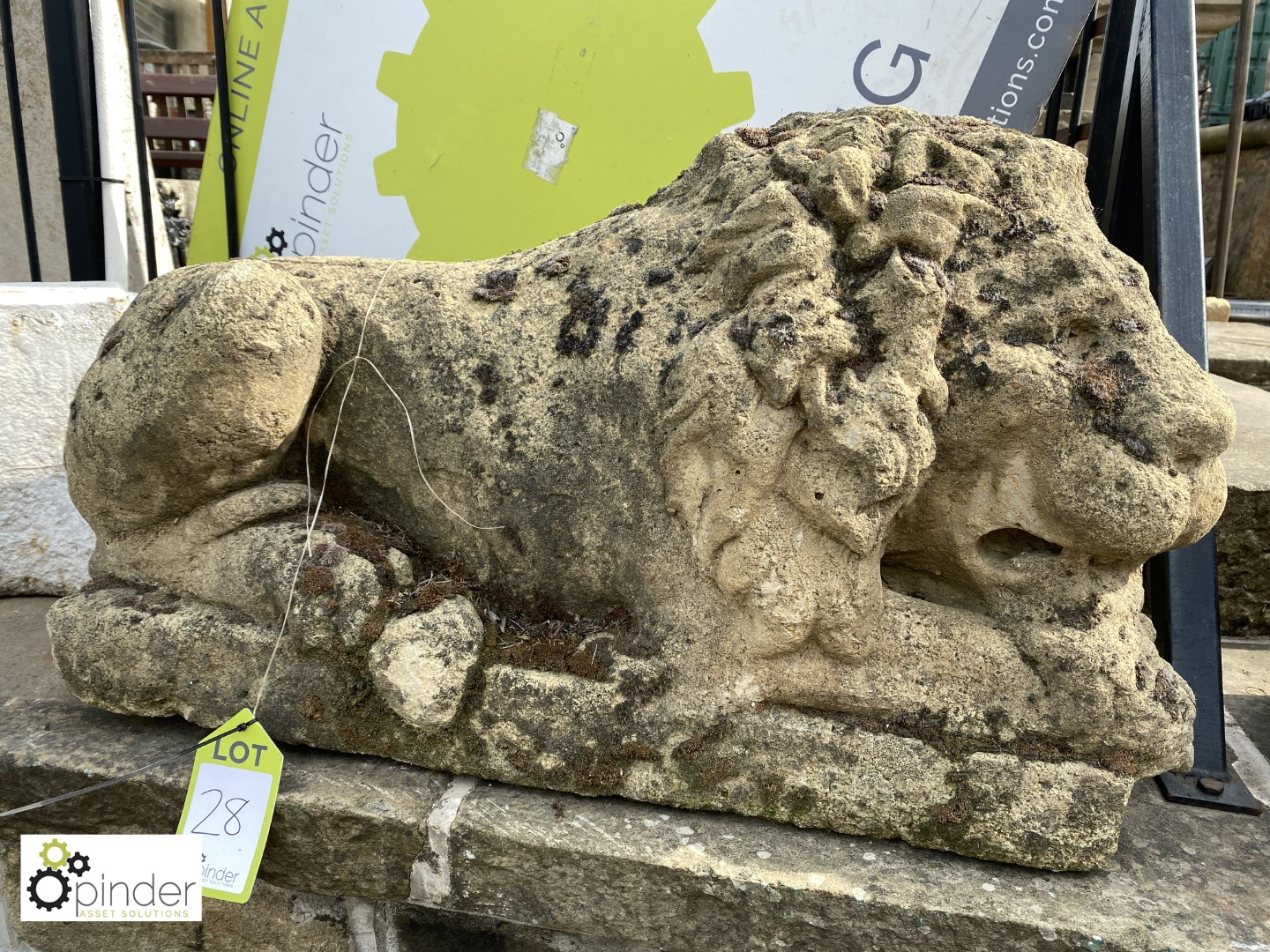 Pair of reconstituted Stone Reclining Lions, circa 1900’s - Image 2 of 3