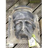 18th Century carved Yorkshire stone Head of a Nobleman, approx. 11in high