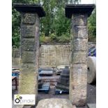 Pair of Victorian rustic Gateposts and Pier Caps, approx. 8ft high x 36in diameter (please note this