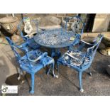 Vintage metal Café Table with 4 matching chairs with ball and claw feet