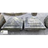 Pair of Yorkshire stone Pier Caps, approx. 19in x 21in