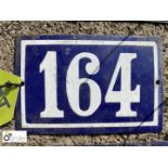 Antique French enamel House Number "164"
