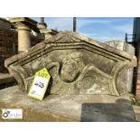 Decorative carved Yorkshire stone Finial depicting a sleeping angel, approx. 10in high x 21in wide