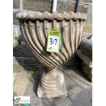 Reconstituted stone Garden Urn with fluting, approx. 27in high x 19in diameter