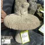 Reconstituted stone Toadstool with seated frog, approx.12in high