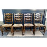 Set 4 oak reproduction ladder back Dining Chairs,