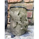 Yorkshire stone Stand with carved decorative foliage, approx. 8in high