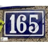 Antique French enamel House Number "165"