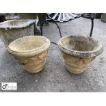 Pair of reconstituted stone Garden Planters with swag decoration, approx. 10in high x 14in diameter
