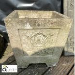 Reconstituted stone Planter depicting a Yorkshire Rose, approx 15in high x 14in Diameter