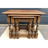 Oak reproduction Nest of 3 Tables by Old Charm (pl