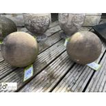 Pair of carved Yorkshire stone Balls, approx. 8in