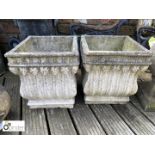 Pair of reconstituted stone fluted Garden Planters, approx. 12in x 12in