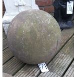 Single carved Yorkshire stone Ball, approx. 14in diameter