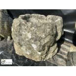 Genuine Georgian limestone Planter with carved rustic patterning, approx. 10in high x 15in wide