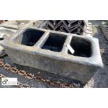 Victorian salt glazed terracotta Feed Trough, approx. 14in high x 40in long x 18in wide