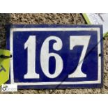 Antique French enamel House Number "167"