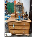 Victorian serpentine pine Chest with dresser, with original glass handles, approx. 42in wide x