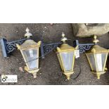 3 metal Pub Lanterns with scroll brackets, approx. 24in high