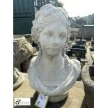 Reconstituted stone Bust of a young maiden, approx. 20in high