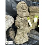 Reconstituted stone Gnome drinking a pint of beer, approx. 18in high