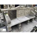 Haddon stone classical Garden Bench, with a Raphael seat, approx. 48in high x 88in long