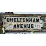 Cast iron Georgian Street Sign “Cheltenham Avenue”