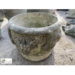 Reconstituted stone Garden Planter with grapevine decoration, approx. 24in high x 16in wide