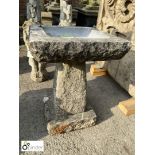 Original carved limestone Bird Bath, approx. 21in high x 21in diameter